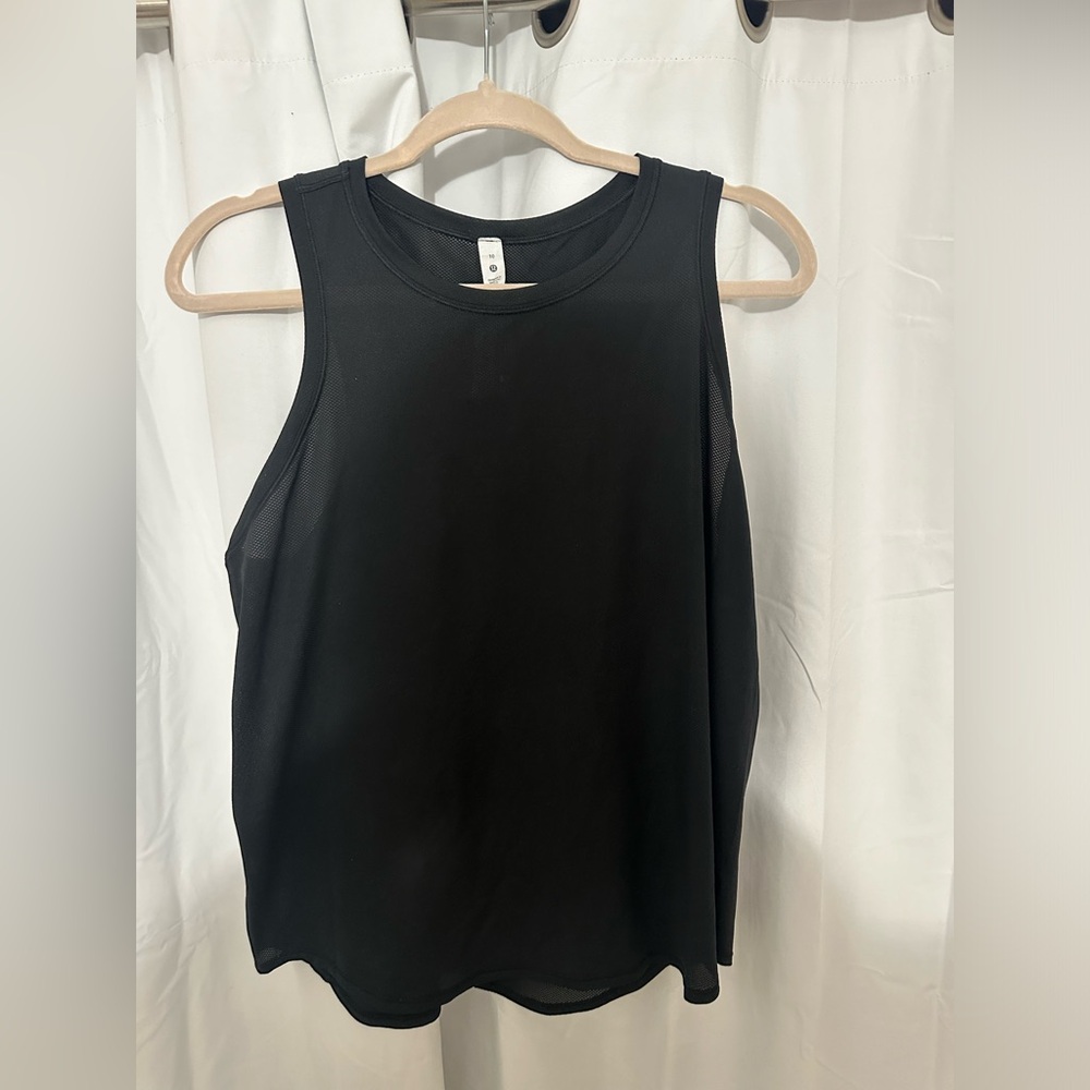 Lululemon black high neck run and train tank (size 10)